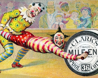 ヴィンテージの幸せなピエロのイラスト インスタントデジタル