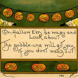 VINTAGE Halloween Digital Download. Jack O&#39;Lanterns. Goblins