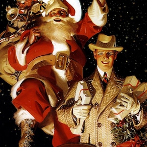 Vintage Art Deco Christmas Print: Sensational Santa Illustration. Lyendecker (Digital Download)