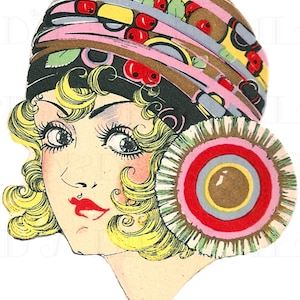 RARE Modische 1920er Jahre Deko Flapper mit Hut. VINTAGE ILLUSTRATION VON einer Brücke ZUR KREUZUNG. Digitaler Download.