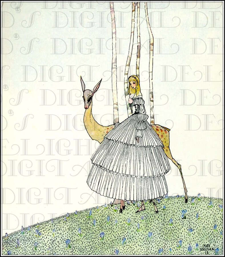 Kay NIELSEN Fairy Tale VINTAGE  Illustration Sublime Art DECO In Power and Crinoline From First Edition Digital Illustration Download