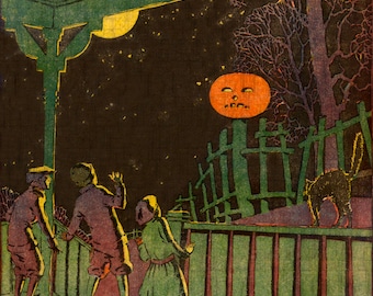 Very RARE! Halloween Newspaper Illustration! Vintage HALLOWEEN Digital Download. Halloween Digital Print. From ORIGINAL!