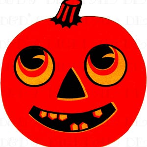 Vintage Halloween Smiley Toothy Jack O Lantern. Vintage Halloween Digital Download. Vintage HALLOWEEN Illustration. Vintage Diecut.