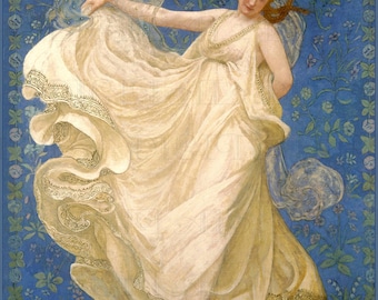 Stunning Superlative ANGEL Amongst the Bluest Of Blue. Angel Vintage Illustration.  Angel Digital DOWNLOAD. Vintage Angel Print.