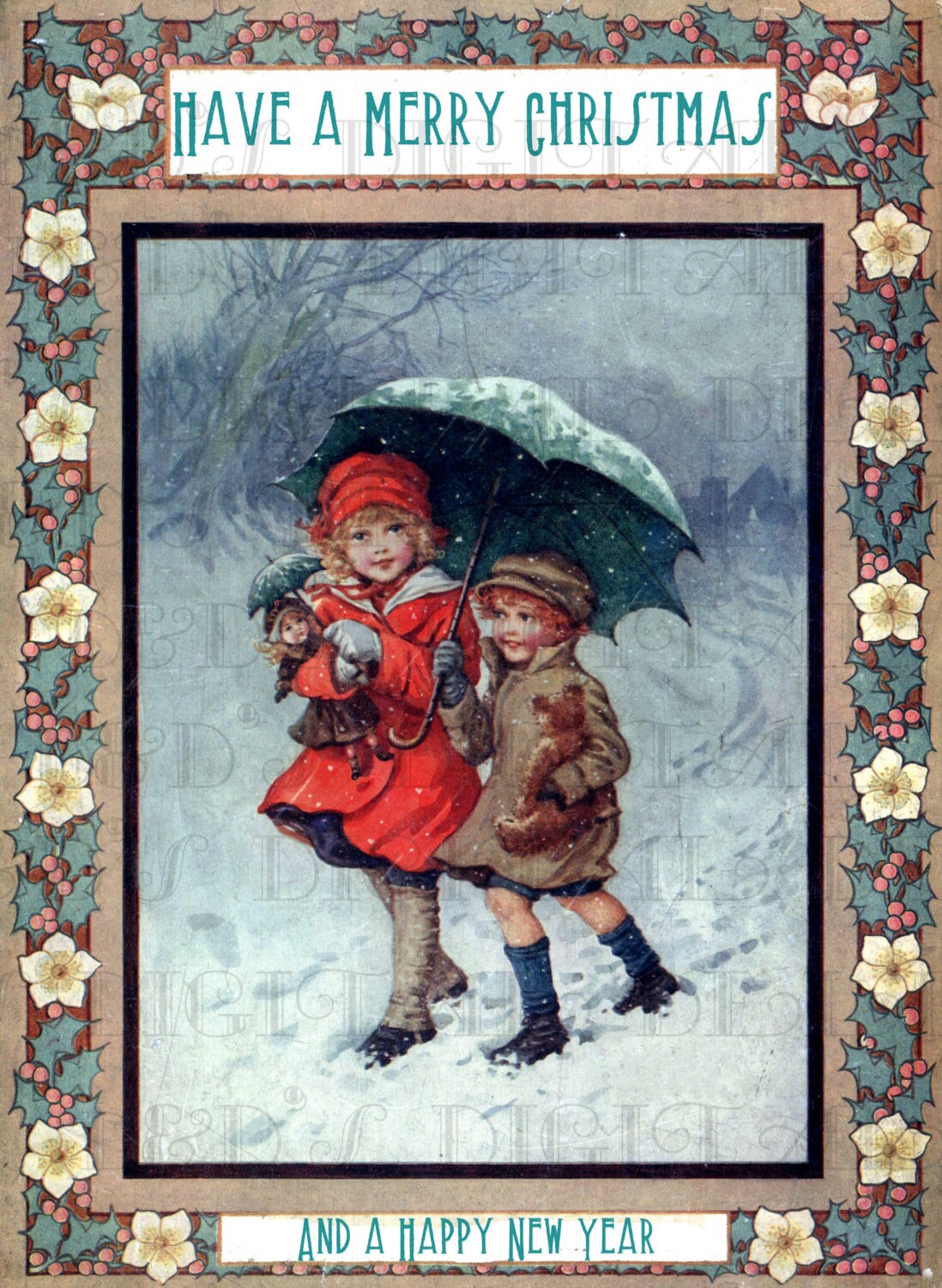 Stunning Christmas Picture Little Children in Snow Digital - Etsy