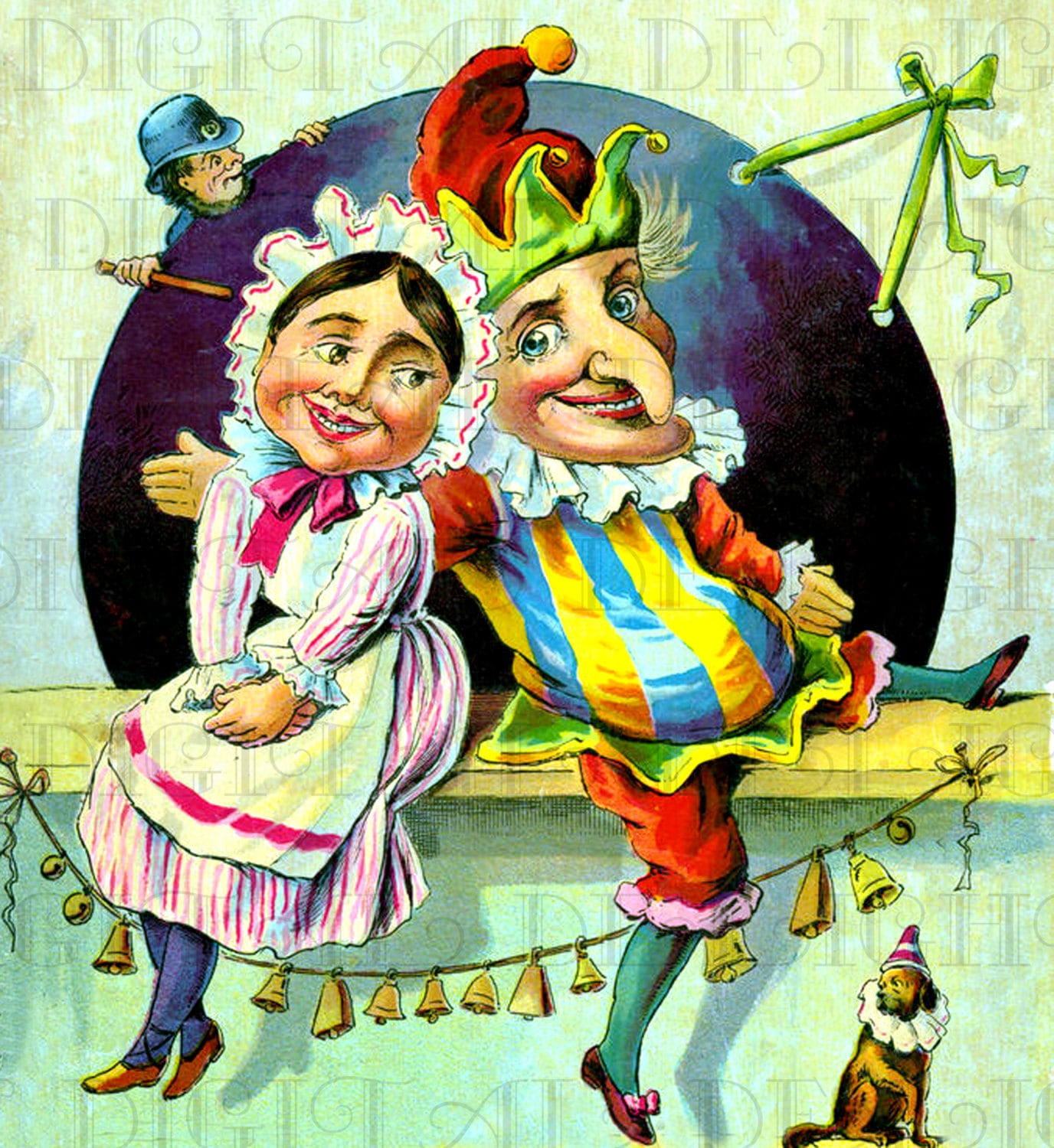 PUNCH and JUDY Vintage Victorian Illustration. Vintage Victorian
