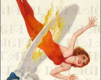 Circus Girl ACROBAT. VINTAGE  Illustration. Digital Download. Digital Circus PRINT.