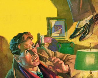 Vintage Pulp Fiction-tijdschriftomslag Art Print: detectivethema (digitale download, 2 versies)
