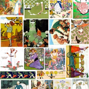 Gloriosa ilustración de JARDINERÍA VINTAGE. COLLAGE digital. Descarga digital.