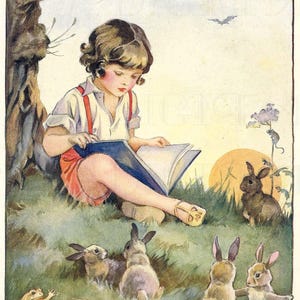 A Terrible Problem.  Animal  DIGITAL VINTAGE  Illustration. Storybook Digital Download