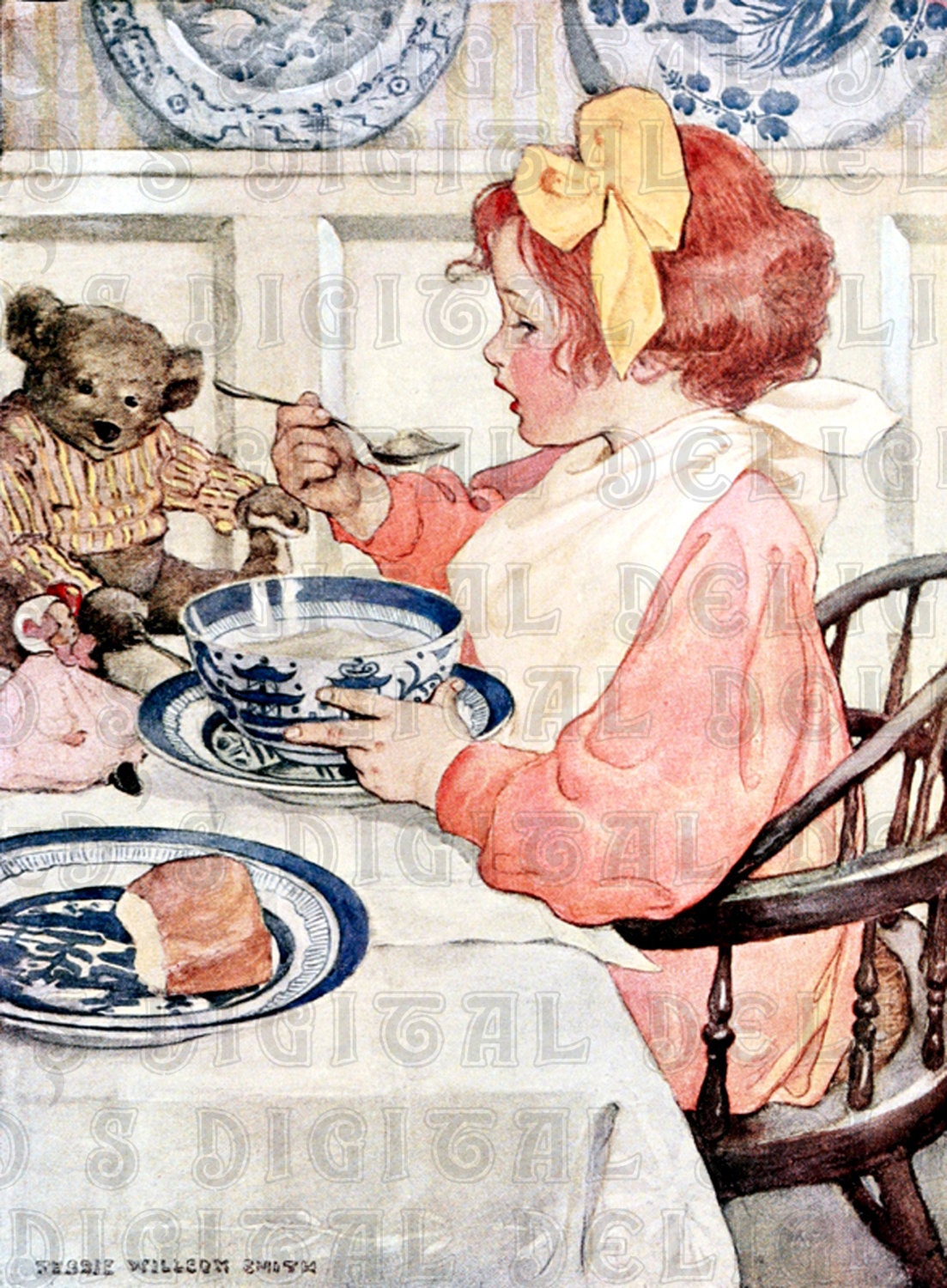 Teddy Bear Eats Breakfast. Jessie Wilcox Smith VINTAGE - Etsy