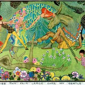 Erhabener Sommernachtstraum.  Art Déco VINTAGE Illustration. DEko Digitaler DOWNLOAD. Shakespeare. Joyce Mercer.