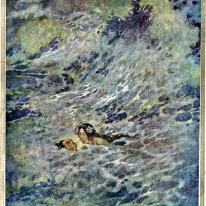 Little Mermaid Rescues Prince: Vintage Edmund Dulac Illustration (Digital Download)