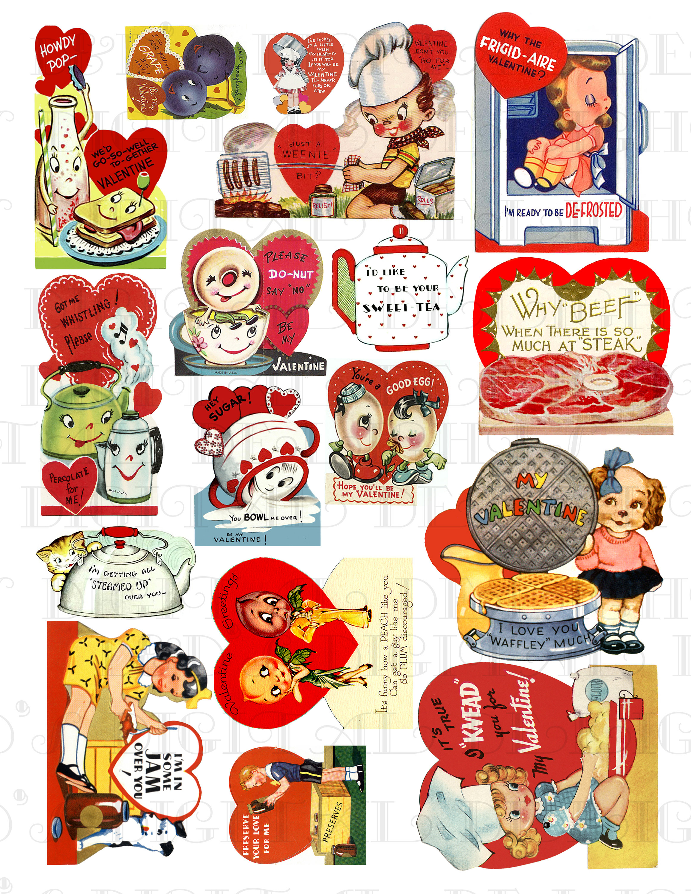  1950's VINTAGE VALENTINES DAY CARD - I'M CROWING FOR YOU :  Office Products