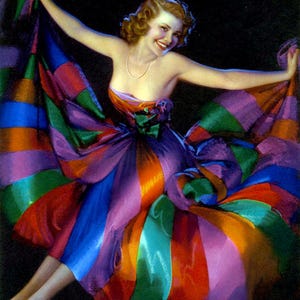 Drapped in Ribbens PINUP! Vintage Digital FLAPPER!  Digital Pinup Flapper Download. Exotic Digital Pinup Art To Print.