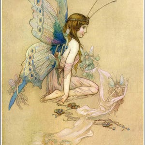 Beautiful  FAIRY . Warwick Goble. Vintage Book Plate Illustration. Fairy Digital Download. Vintage Digital PRINT