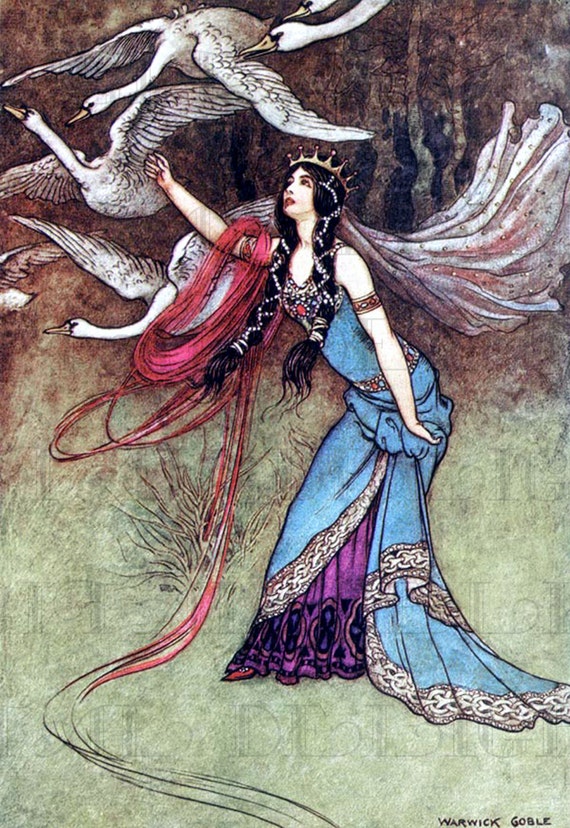 The Six Swans Gorgeous Black Hair Princess Vintage Fairy Etsy