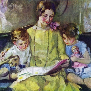 Leckere Hues der 1920er / 30 Mutter, die Kinder. Vintage Buch Illustration Digital Download. Vintage Print Druck.