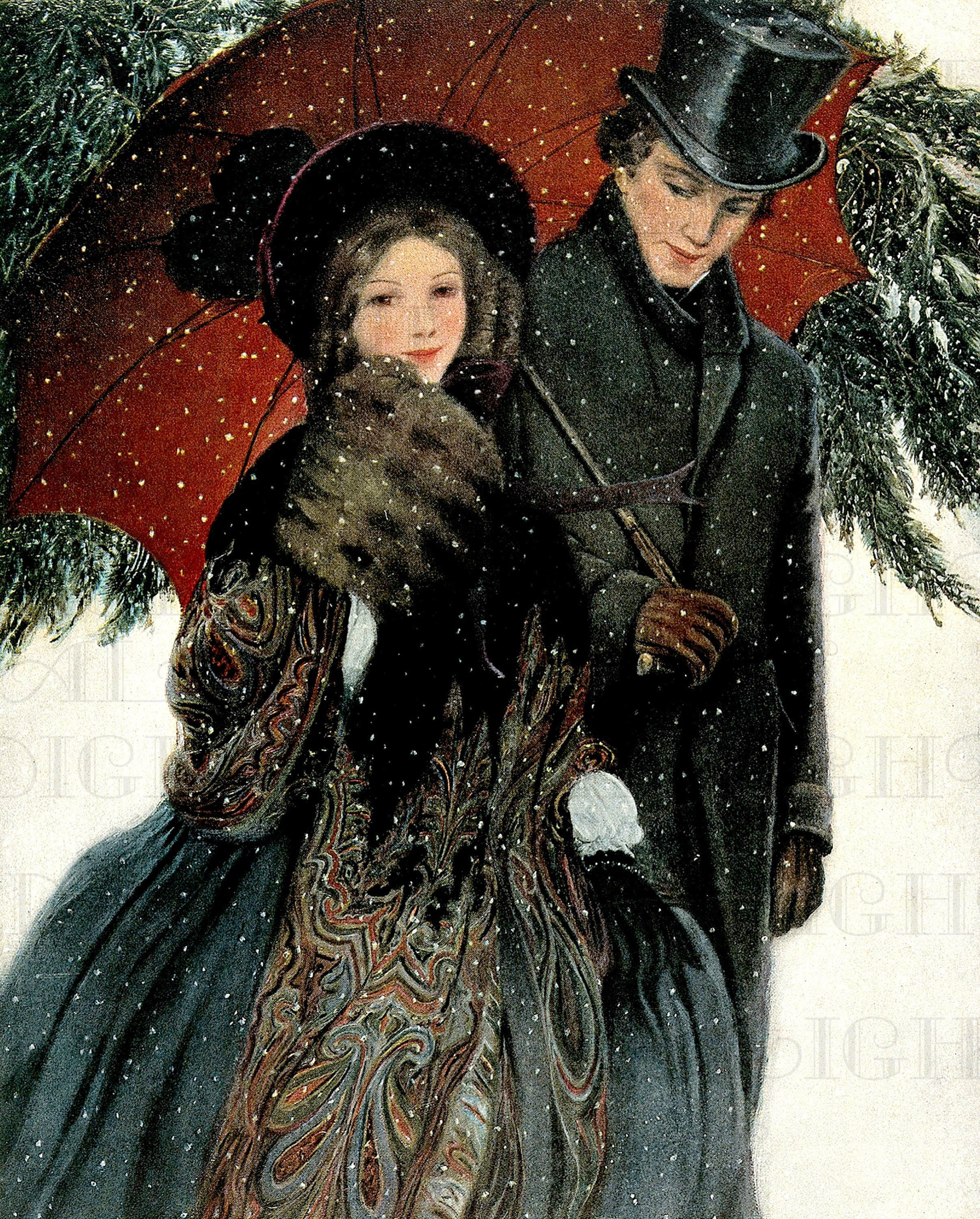 Sweet Victorian COUPLE Strolling in Snow. VINTAGE - Etsy