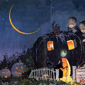 Rare! SPECTACULAR Halloween ILLUSTRATION! Bogie Bookl! Vintage HALLOWEEN Digital Download. Halloween Digital Print. Digital Halloween