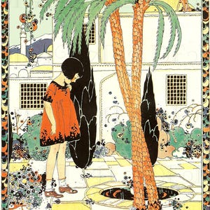 Stunning. Among Palm Trees. Art DECO Gladys PETO. Book Plate VINTAGE  Illustration. Art Deco Digital Download