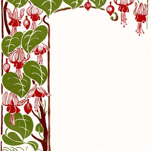 Art Nouveau Fushia Flower Illustration: Vintage Printable Image (Digital Download)