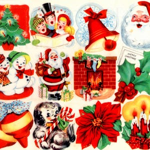 Retro DIGITAL Vintage Christmas STICKERS . Vintage Digital CHRISTMAS Illustrations. 1950s Digital Christmas Download. Digital Christmas Card image 1