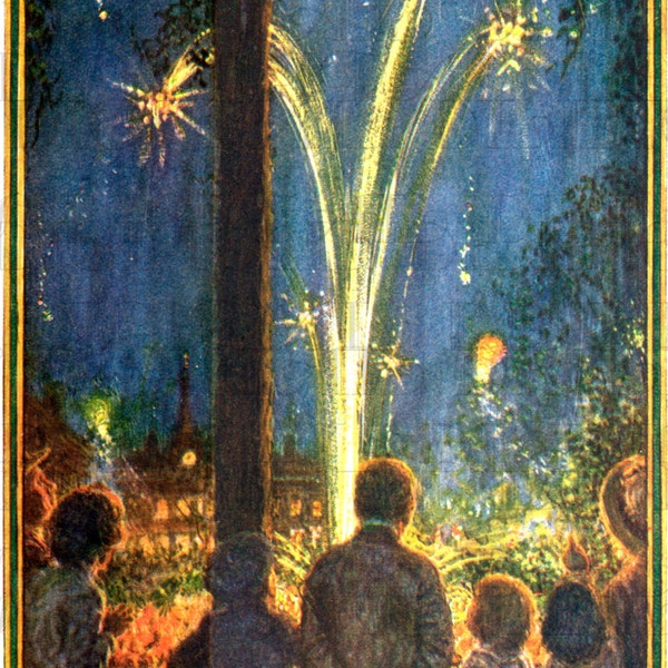 FIREWORKS! Vintage American Patriotic Illustration. Fourth Of July Digital Download. Perfect For the Fourth Of July!