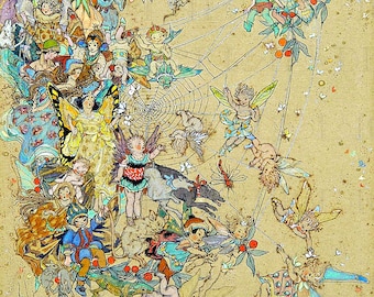 Vintage Fairy Illustration: Bunches of Web Fairies Digital Download