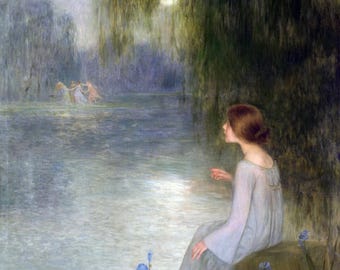 Vintage Fairy Painting: "Fairies in the Mist" Digital Download