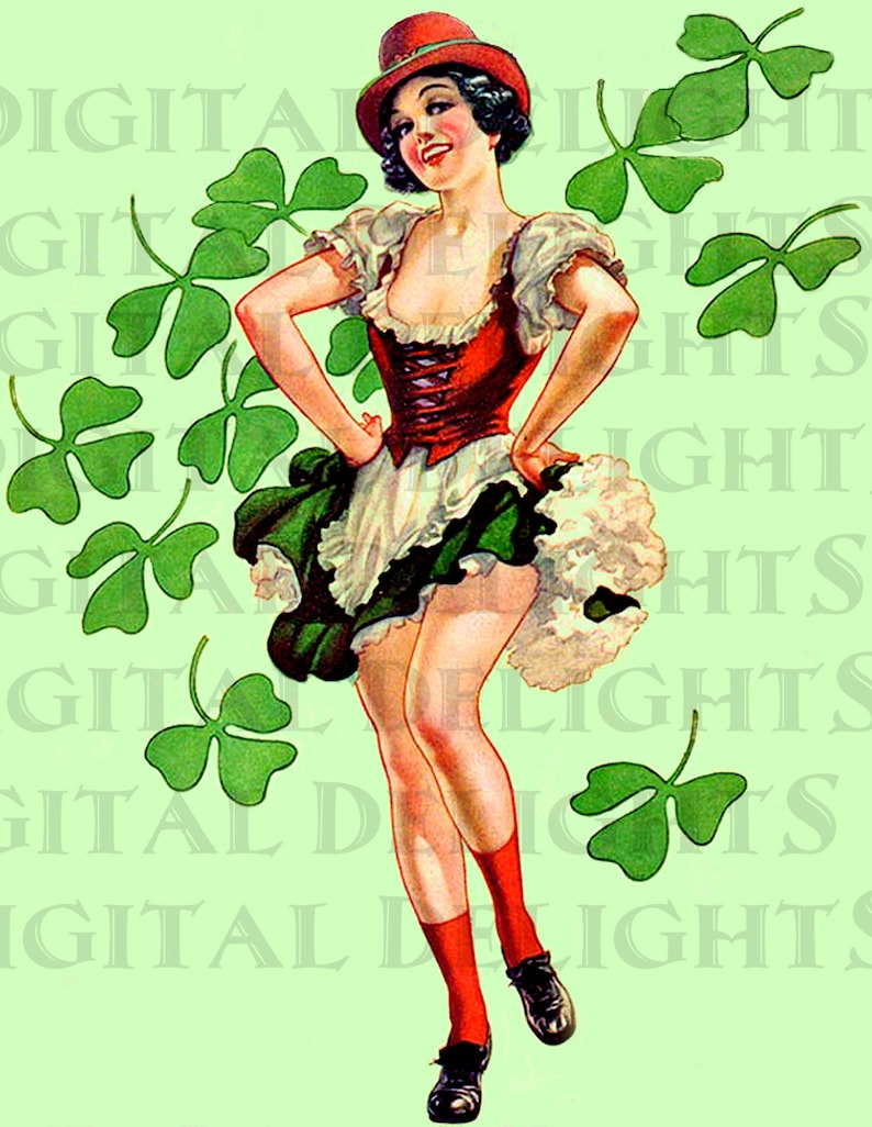Rare Amazing Dancing Irish Lass St Patricks Day Etsy 