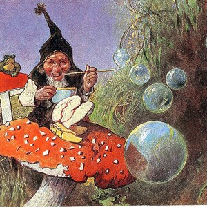 SELTEN. Mein Lieblingszwichtel.  Vintage Postkarte Illustration. Fee DIGITAL Download. Vintage Fee Digitaldruck