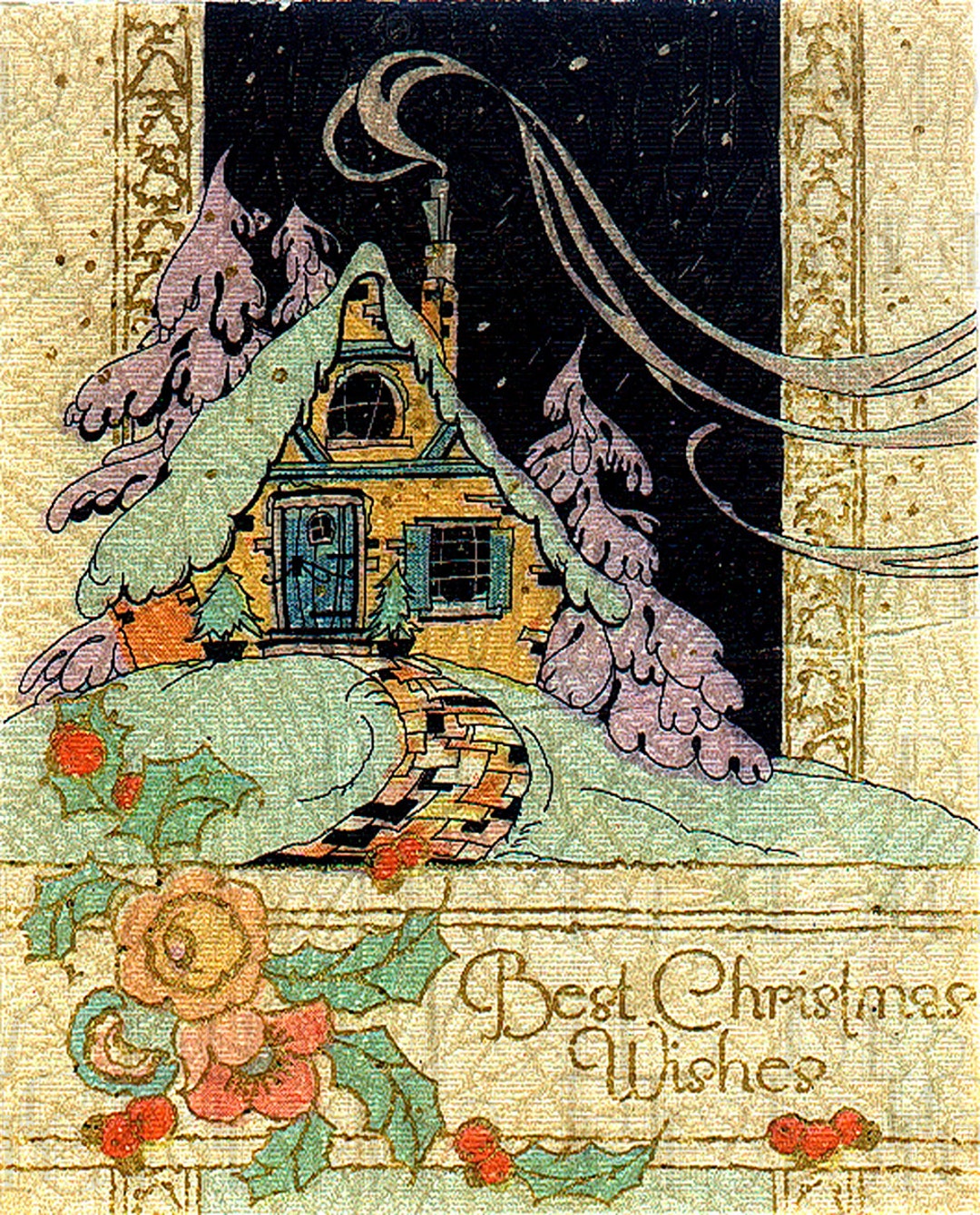 rare vintage christmas cards Vintage Christmas Card - Rare Old Fashioned 1900s - Old Santa Claus theme -  Victorian Era Edwardian style main image 0