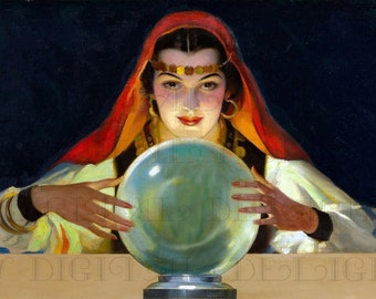 instant download Cute circus print Fortune teller,nursery print,circus kitsch original art,circus art