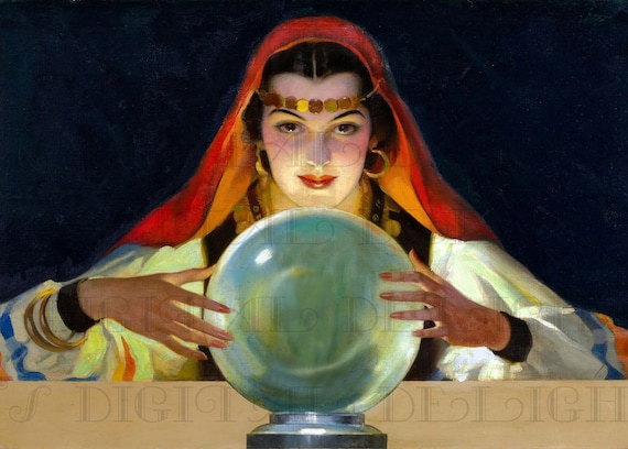 Mysterious Art Deco Gypsy Vintage Digital Illustration. Digital Printable  Image Download. Fortune Teller Digital Print. - Etsy Israel