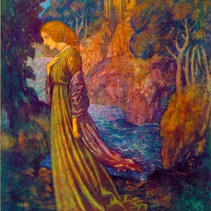 Stimmungsvolle Mysteriöse Anna Bell Lee. DIGITALE Vintage Märchen Illustration. Vintage Märchen Digitaler Download. Digitaler Edmund Dulac Druck