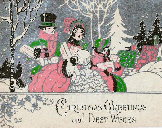 Petit Ange Et Palette De Noël - Carte Ancienne Noël