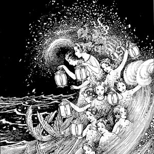 Phosphorus Fairies. VINTAGE  Illustration.  Mermaid Vintage Digital Download. Digital Mermaid Print.