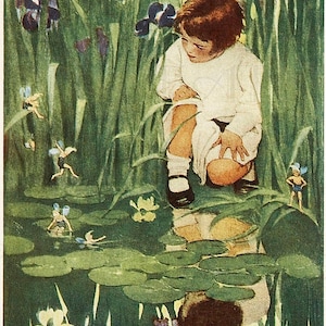 PRIMEIRA Edição. Fadas no Lago. Jessie Wilcox Smith, ilustração VINTAGE. Jardim Digital. DOWNLOAD.