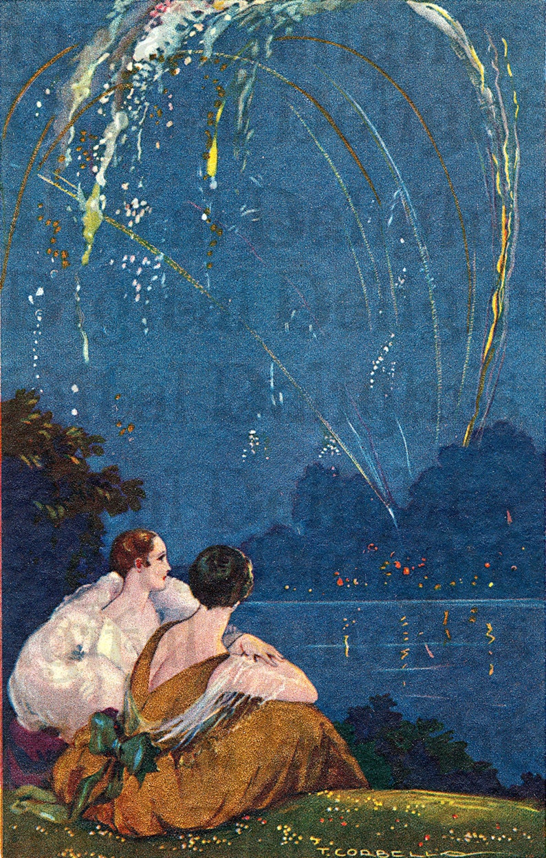Starry Starry Night. Art Deco Flappers Postcard. VINTAGE - Etsy