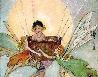 Vintage Fairy Illustration: Moonchild Digital Print (Digital Download)