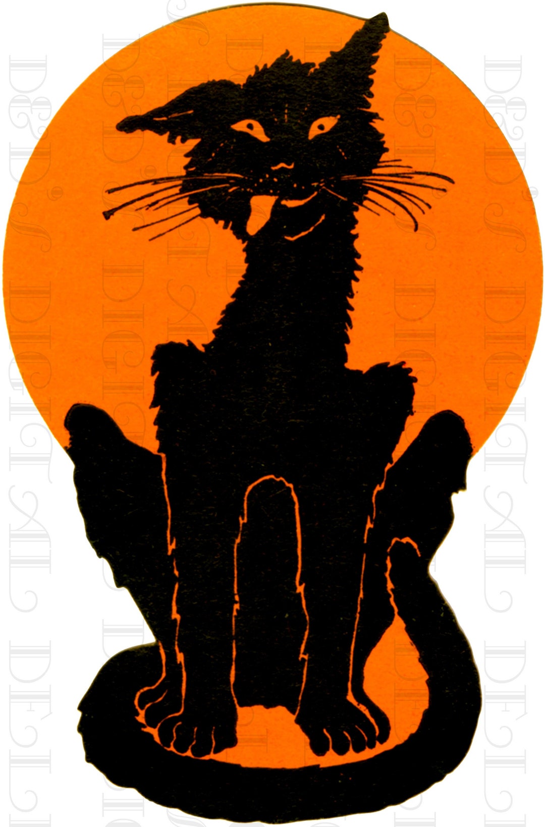 Vintage Halloween Hungry Black Cat. Vintage Halloween Digital Download ...