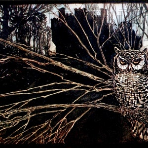Rackham Eerie OWL In Tree. Vintage Halloween ILLUSTRATION. Vintage Halloween Digital DOWNLOAD. Halloween Printable Image. Arthur Rackham