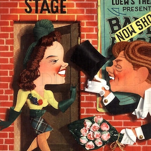Judy Garland & Mickey Rooney Vintage Illustration Lobby Card (Digital Download)