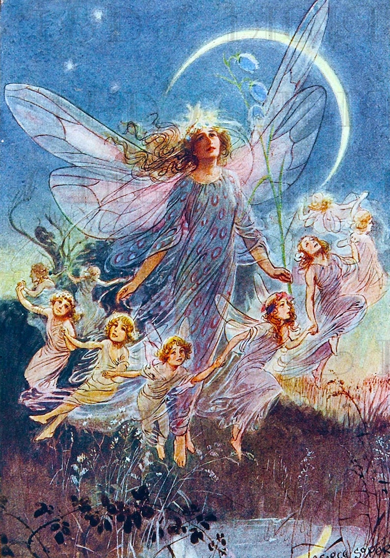 Enchanting Fairy RING Glorious Vintage Fairy Illustration. Fairy DIGITAL Download. Vintage Fairy Digital PRINT image 1