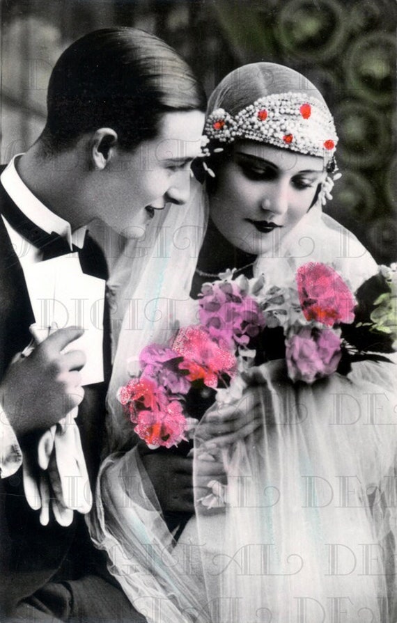 RARE 1920s Bride FLAPPER Wedding VINTAGE Photograph. Art Deco Wedding. Digital Download. Perfect for Invites Etsy Israel