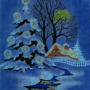 BLUE Christmas! Vintage Christmas Card Illustration. Digital Christmas Download. Printable Christmas Image. Digital Christmas Print.