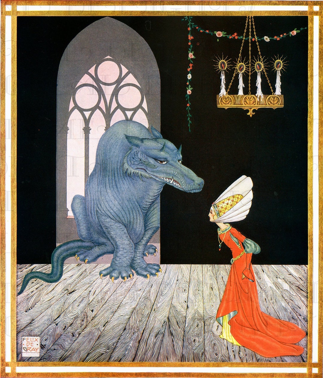 RARE! Stunning BEAUTY and the BEAST! Fairy Tale Vintage Digital