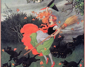 Pretty Girl Fairy WITCH Ready to Fly With the Wind! VINTAGE Fairy