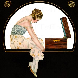 Air Castles! Art Deco Flapper Illustration: Vintage Silverware Ad. Coles Phillips Art Print (Digital Download